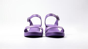 AI generated Violet Sandals shoes isolated on white background with copy space for advertisement. Generative AI photo