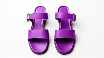 AI generated Violet Sandals shoes isolated on white background with copy space for advertisement. Generative AI photo