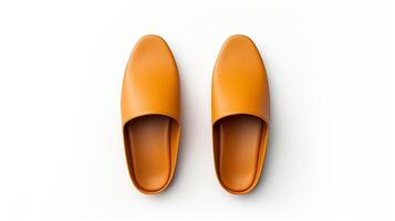 AI generated Amber Slippers shoes isolated on white background with copy space for advertisement. Generative AI photo
