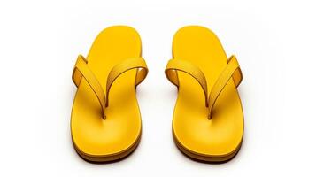 AI generated Yellow Sandals shoes isolated on white background with copy space for advertisement. Generative AI photo