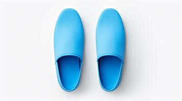 AI generated Blue Slippers shoes isolated on white background with copy space for advertisement. Generative AI photo