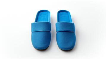 AI generated Blue Slippers shoes isolated on white background with copy space for advertisement. Generative AI photo