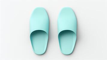 AI generated Cyan Slippers shoes isolated on white background with copy space for advertisement. Generative AI photo