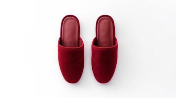 AI generated Maroon Slippers shoes isolated on white background with copy space for advertisement. Generative AI photo