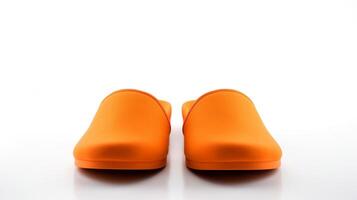 AI generated Orange Slippers shoes isolated on white background with copy space for advertisement. Generative AI photo