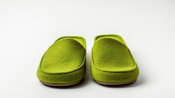 AI generated Olive Slippers shoes isolated on white background with copy space for advertisement. Generative AI photo