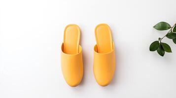 AI generated Peach Slippers shoes isolated on white background with copy space for advertisement. Generative AI photo