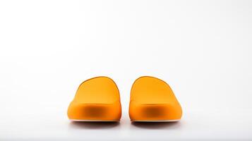 AI generated Orange Slippers shoes isolated on white background with copy space for advertisement. Generative AI photo