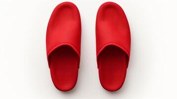 AI generated Red Slippers shoes isolated on white background with copy space for advertisement. Generative AI photo