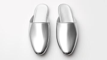 AI generated Silver Slippers shoes isolated on white background with copy space for advertisement. Generative AI photo