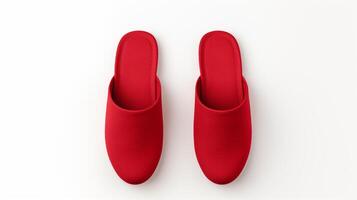 AI generated Red Slippers shoes isolated on white background with copy space for advertisement. Generative AI photo