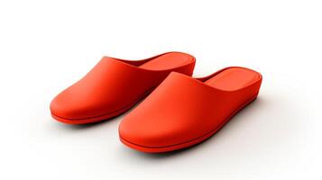 AI generated Vermilion Slippers shoes isolated on white background with copy space for advertisement. Generative AI photo