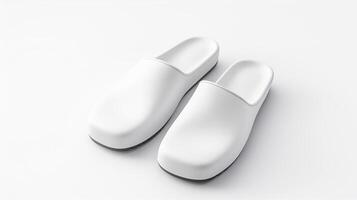 AI generated White Slippers shoes isolated on white background with copy space for advertisement. Generative AI photo