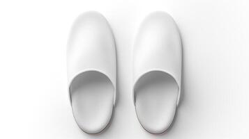 AI generated White Slippers shoes isolated on white background with copy space for advertisement. Generative AI photo