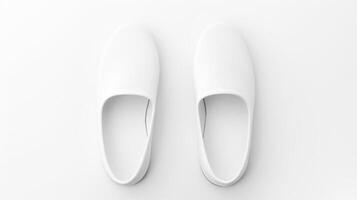 AI generated White Slippers shoes isolated on white background with copy space for advertisement. Generative AI photo