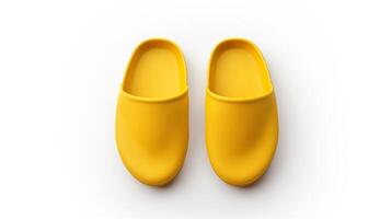 AI generated Yellow Slippers shoes isolated on white background with copy space for advertisement. Generative AI photo