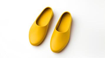 AI generated Yellow Slippers shoes isolated on white background with copy space for advertisement. Generative AI photo