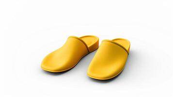 AI generated Yellow Slippers shoes isolated on white background with copy space for advertisement. Generative AI photo