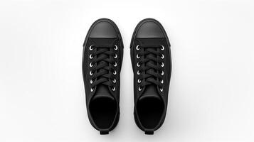 AI generated Black Sneakers shoes isolated on white background with copy space for advertisement. Generative AI photo