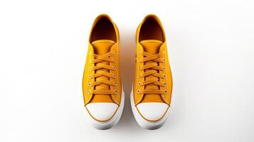 AI generated Amber Sneakers shoes isolated on white background with copy space for advertisement. Generative AI photo