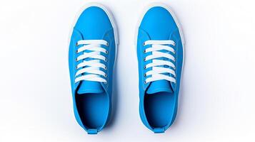 AI generated Blue Sneakers shoes isolated on white background with copy space for advertisement. Generative AI photo