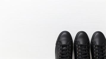 AI generated Black Sneakers shoes isolated on white background with copy space for advertisement. Generative AI photo