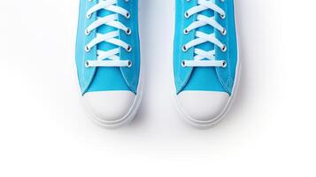 AI generated Blue Sneakers shoes isolated on white background with copy space for advertisement. Generative AI photo