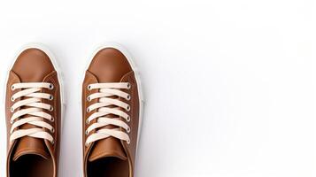 AI generated Brown Sneakers shoes isolated on white background with copy space for advertisement. Generative AI photo