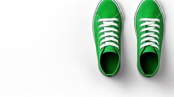 AI generated Green Sneakers shoes isolated on white background with copy space for advertisement. Generative AI photo