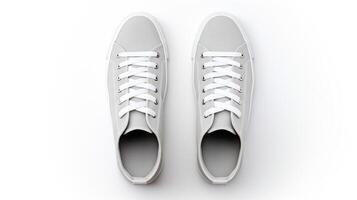 AI generated Grey Sneakers shoes isolated on white background with copy space for advertisement. Generative AI photo