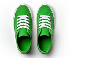 AI generated Green Sneakers shoes isolated on white background with copy space for advertisement. Generative AI photo