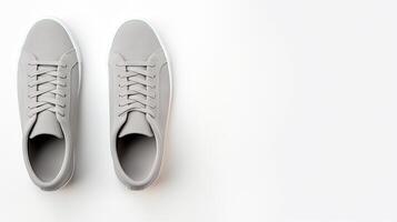 AI generated Grey Sneakers shoes isolated on white background with copy space for advertisement. Generative AI photo