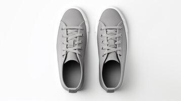 AI generated Grey Sneakers shoes isolated on white background with copy space for advertisement. Generative AI photo