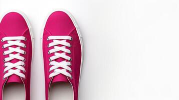AI generated Magenta Sneakers shoes isolated on white background with copy space for advertisement. Generative AI photo