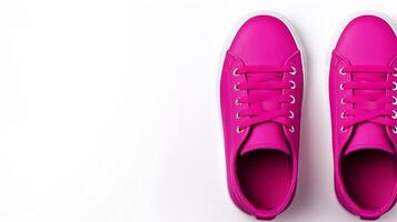 AI generated Magenta Sneakers shoes isolated on white background with copy space for advertisement. Generative AI photo