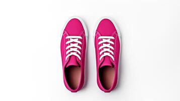 AI generated Magenta Sneakers shoes isolated on white background with copy space for advertisement. Generative AI photo