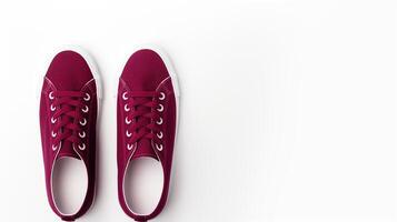 AI generated Maroon Sneakers shoes isolated on white background with copy space for advertisement. Generative AI photo