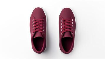 AI generated Maroon Sneakers shoes isolated on white background with copy space for advertisement. Generative AI photo