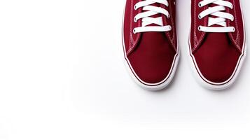 AI generated Maroon Sneakers shoes isolated on white background with copy space for advertisement. Generative AI photo