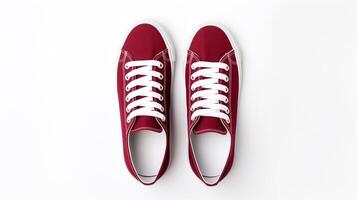 AI generated Maroon Sneakers shoes isolated on white background with copy space for advertisement. Generative AI photo