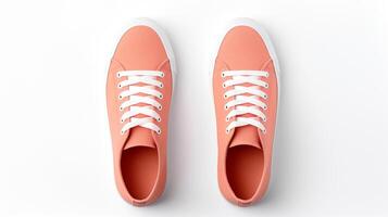 AI generated Peach Sneakers shoes isolated on white background with copy space for advertisement. Generative AI photo