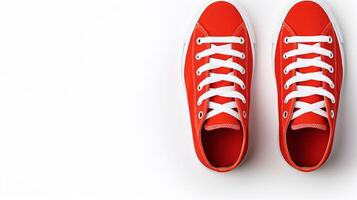 AI generated Vermilion Sneakers shoes isolated on white background with copy space for advertisement. Generative AI photo