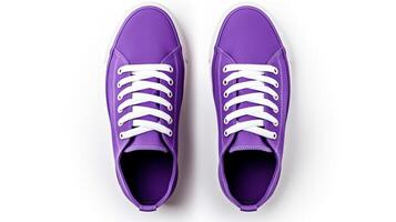 AI generated Violet Sneakers shoes isolated on white background with copy space for advertisement. Generative AI photo