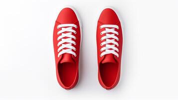 AI generated Vermilion Sneakers shoes isolated on white background with copy space for advertisement. Generative AI photo