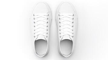 AI generated White Sneakers shoes isolated on white background with copy space for advertisement. Generative AI photo