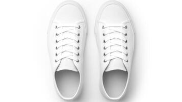 AI generated White Sneakers shoes isolated on white background with copy space for advertisement. Generative AI photo