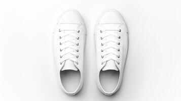 AI generated White Sneakers shoes isolated on white background with copy space for advertisement. Generative AI photo