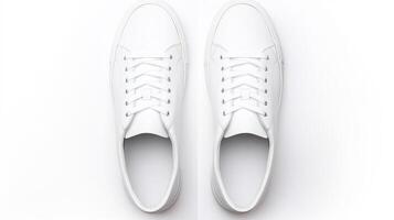 AI generated White Sneakers shoes isolated on white background with copy space for advertisement. Generative AI photo