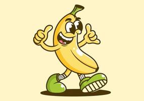 Cute banana mascot character cartoon in yellow color illustration. Isolated background vector