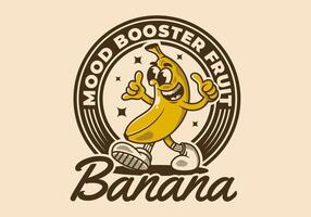 Mood booster fruit. Mascot character illustration of walking banana vector